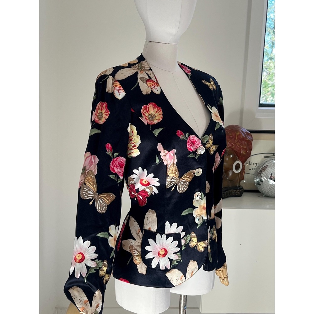 Platinum by Dorothy Schoelen Butterfly Print Blazer Size 12